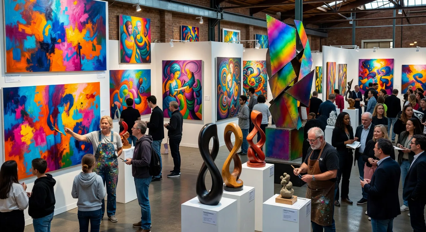 Art fair paintings and sculptures